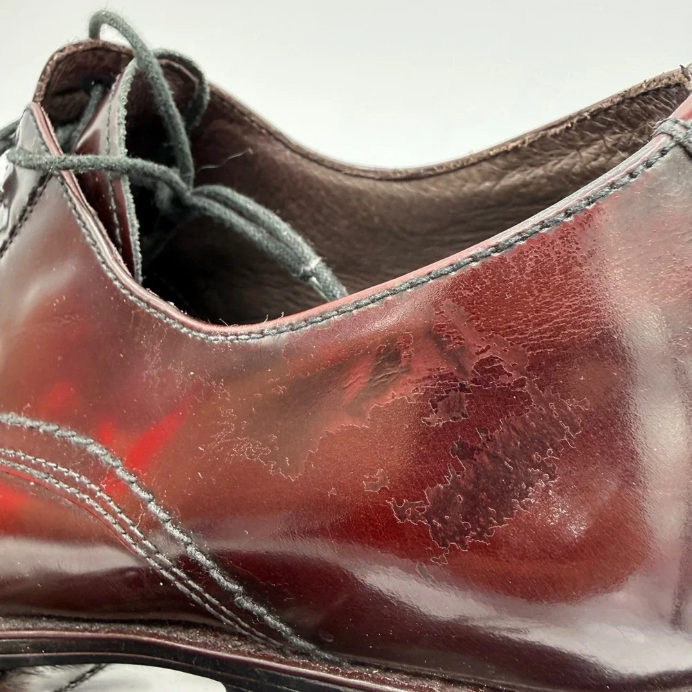 Johnston & Murphy Mens 10.5 M Burgundy Leather Cap Toe Derby Dress Shoes L10
